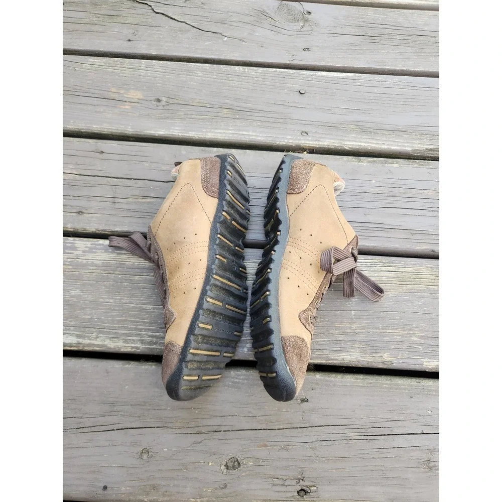 Skechers Jammers Sneakers Tan Brown Leather Suede‎ Lug Sole Low Top 46047 Size 9
